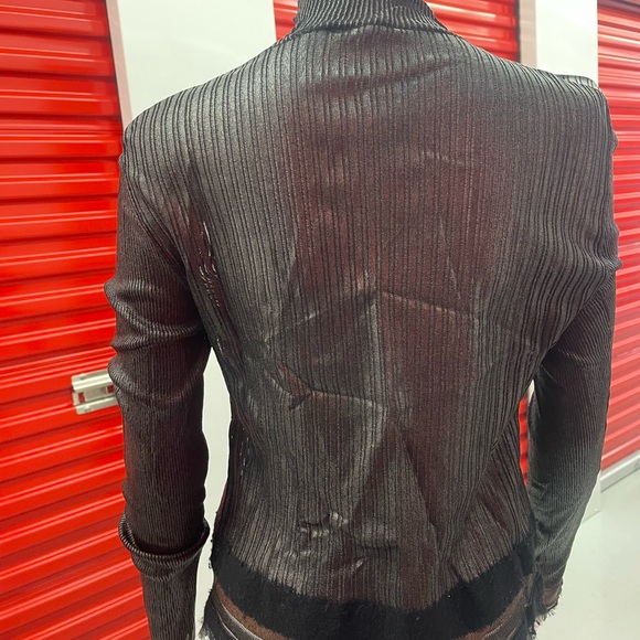 Salvatore Ferragamo Silver Ribbed Turtleneck Sweater - Picture 4 of 7